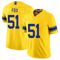 Los Angeles R #51 Fox Player Football V Neck Short Sleeve Gold Jersey Tomon For Men Youth Women Gift