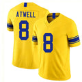 Los Angeles R #8 Atwell Player Football V Neck Short Sleeve Gold Jersey Tutu For Men Youth Women Gift