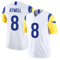 Los Angeles R #8 Atwell Player Football V Neck Short Sleeve White Jersey Tutu For Men Youth Women Gift