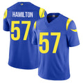 Los Angeles R #57 Hamilton Player Football V Neck Short Sleeve Royal Jersey Ty For Men Youth Women Gift