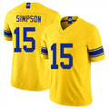 Los Angeles R #15 Simpson Player Football V Neck Short Sleeve Gold Jersey Ty For Men Youth Women Gift