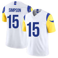 Los Angeles R #15 Simpson Player Football V Neck Short Sleeve White Jersey Ty For Men Youth Women Gift