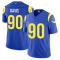 Los Angeles R #90 Davis Player Football V Neck Short Sleeve Royal Jersey Tyler For Men Youth Women Gift