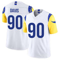 Los Angeles R #90 Davis Player Football V Neck Short Sleeve White Jersey Tyler For Men Youth Women Gift