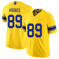 Los Angeles R #89 Higbee Player Football V Neck Short Sleeve Gold Jersey Tyler For Men Youth Women Gift