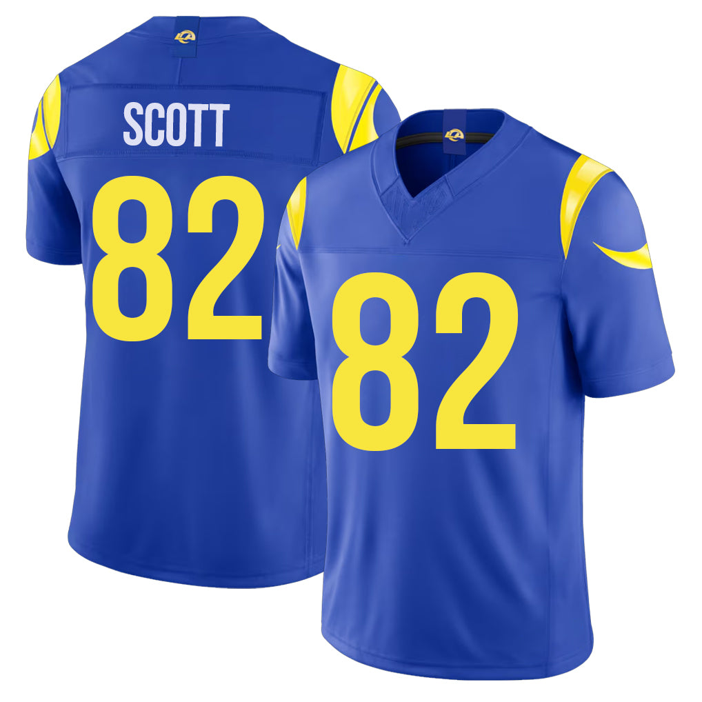 Los Angeles R #82 Scott Player Football V Neck Short Sleeve Royal Jersey Tyler For Men Youth Women Gift