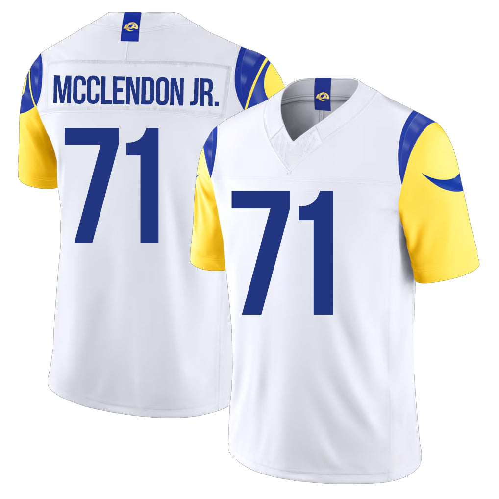 Los Angeles R #71 McClendon Jr. Player Football V Neck Short Sleeve White Jersey Warren For Men Youth Women Gift