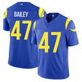 Los Angeles R #47 Bailey Player Football V Neck Short Sleeve Royal Jersey Wesley For Men Youth Women Gift