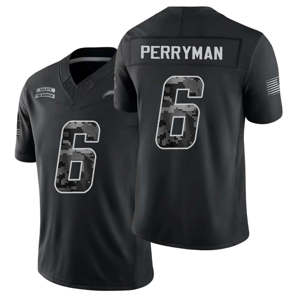 Los Angeles #6 Perryman Player Football V Neck Short Sleeve black Jersey Denzel For Men Youth Women Gift