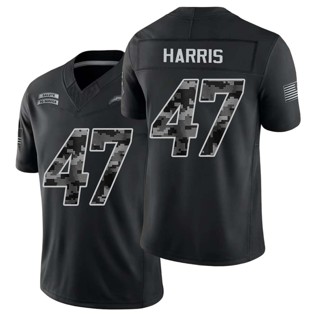 Los Angeles #47 Harris Player Football V Neck Short Sleeve black Jersey Josh For Men Youth Women Gift