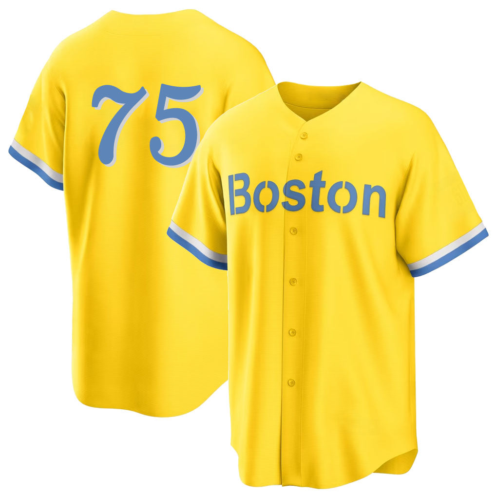 Boston #75 Olds Player Baseball Short Sleeve Gold Jersey Wyatt For Men Women Youth Gift
