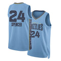 Memphis #24 Spencer Player Basketball Sleeveless Blue Jersey Cam For Adult Youth