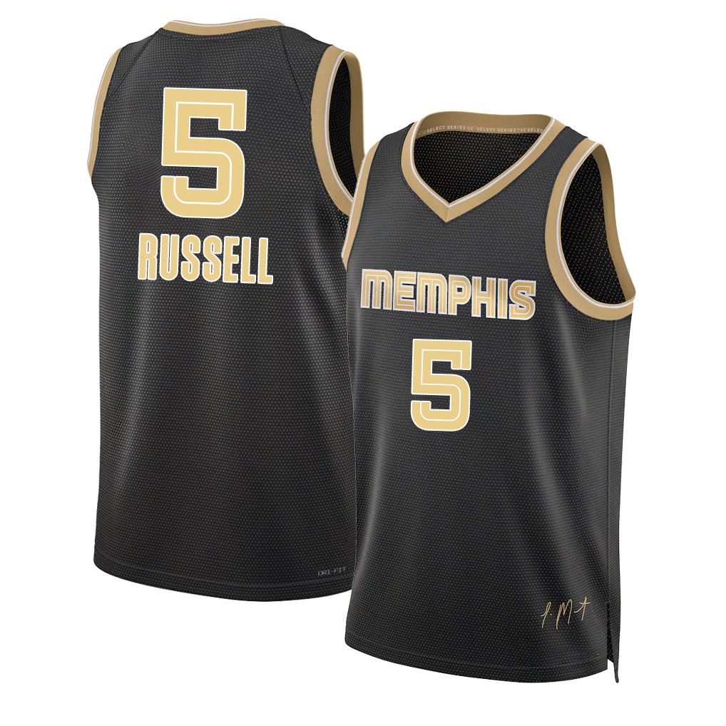 Memphis #5 Russell Player Basketball Sleeveless Black Jersey D'Angelo For Adult Youth