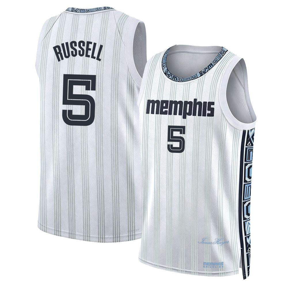 Memphis #5 Russell Player Basketball Sleeveless White Jersey D'Angelo For Adult Youth