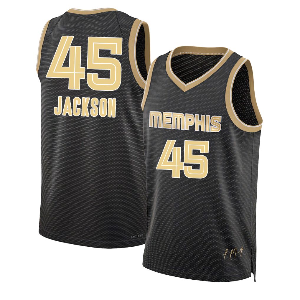 Memphis #45 Jackson Player Basketball Sleeveless Black Jersey GG For Adult Youth