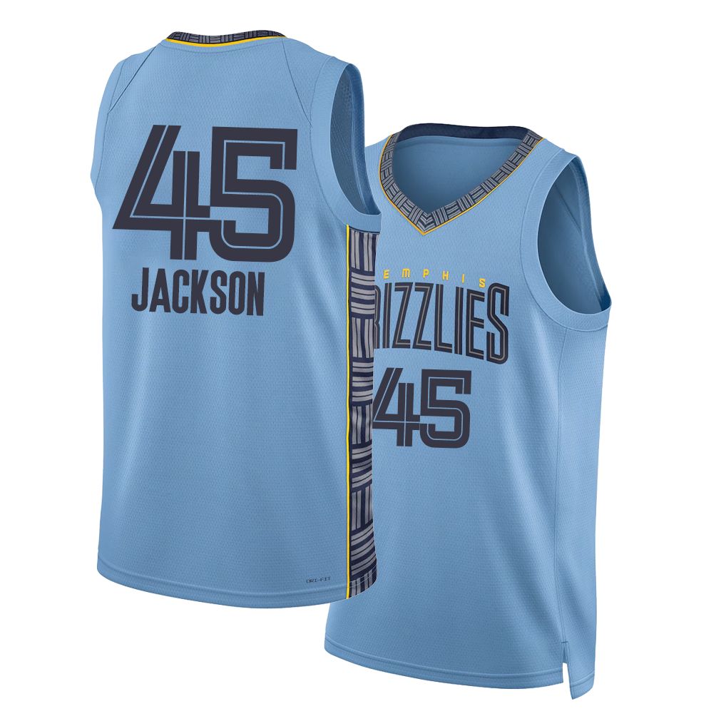 Memphis #45 Jackson Player Basketball Sleeveless Blue Jersey GG For Adult Youth
