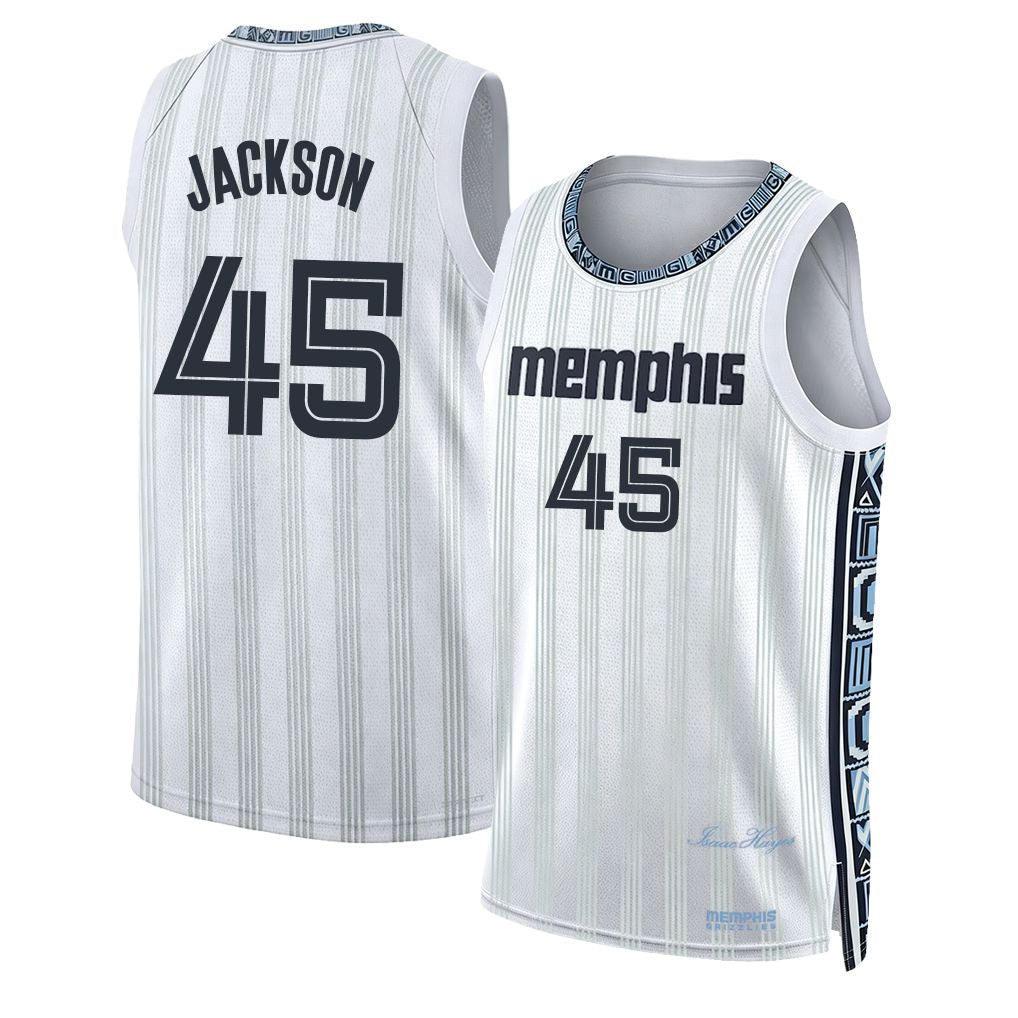 Memphis #45 Jackson Player Basketball Sleeveless White Jersey GG For Adult Youth