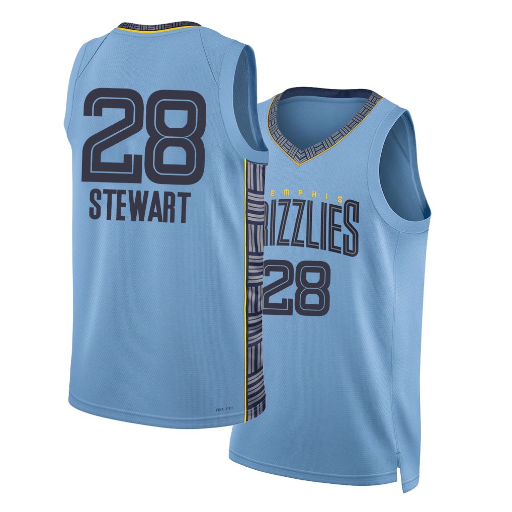 Memphis #28 Stewart Player Basketball Sleeveless Blue Jersey Isaiah For Adult Youth