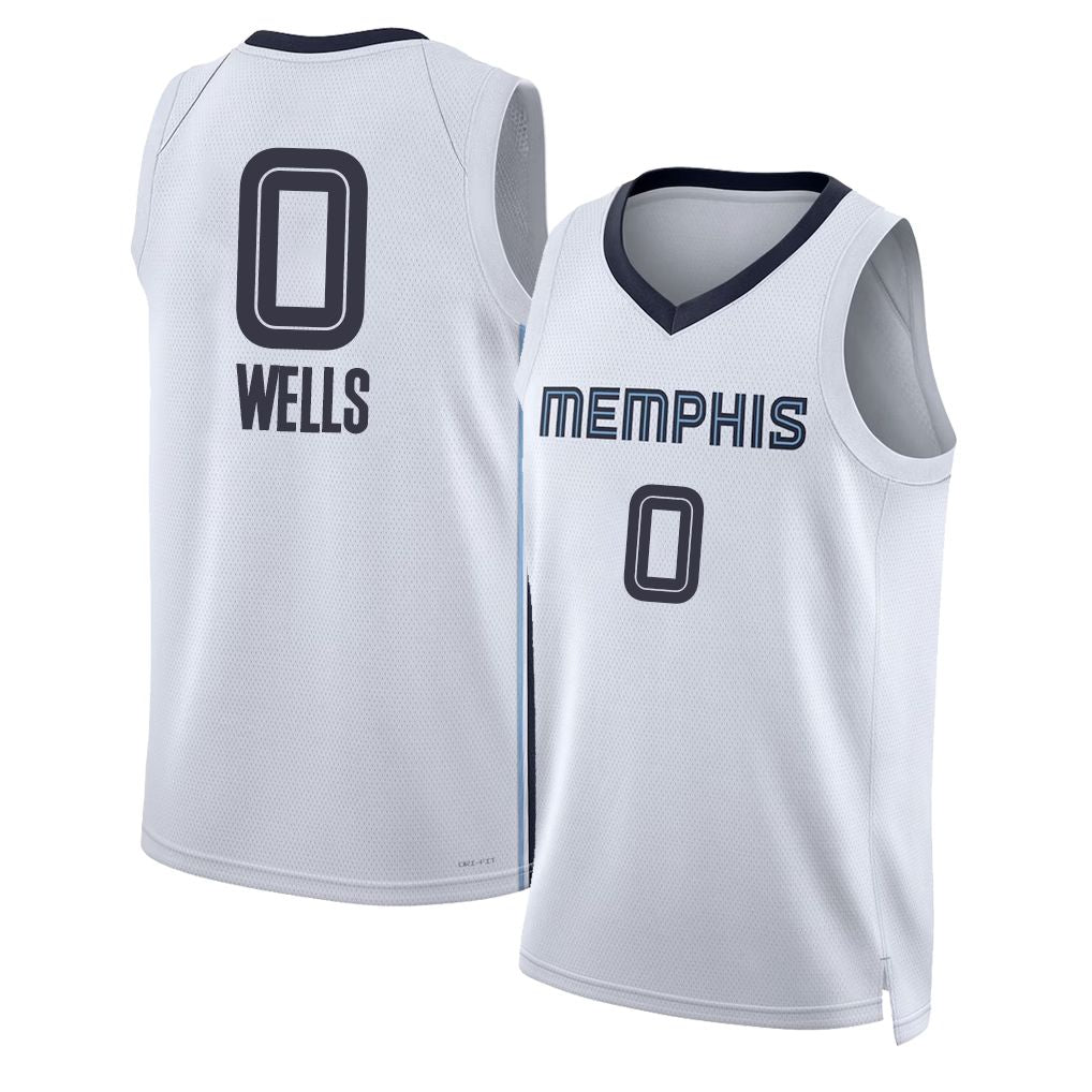 Memphis #0 Wells Player Basketball Sleeveless White Jersey Jaylen For Adult Youth