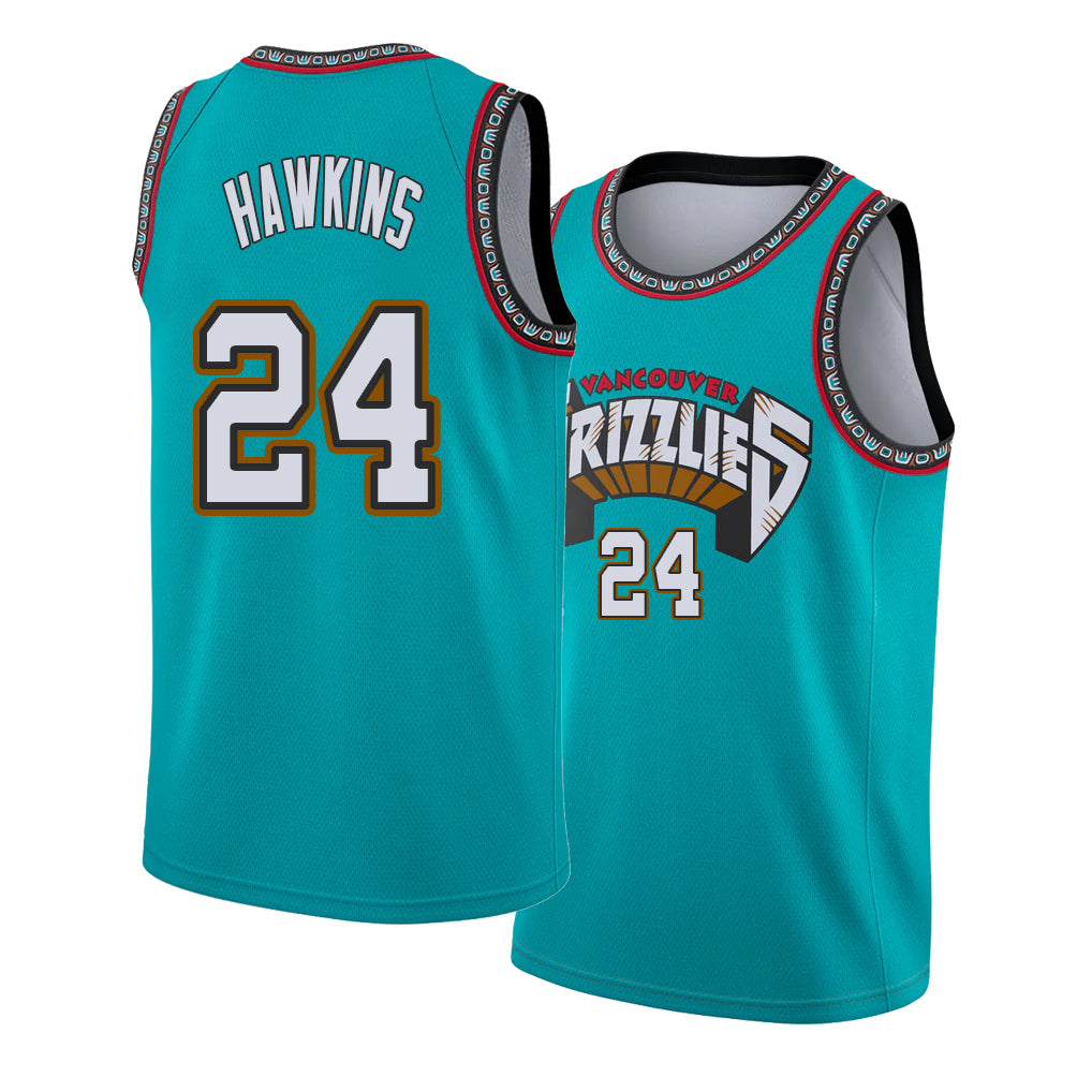 Memphis #24 Hawkins Player Basketball Sleeveless Green Jersey Jordan For Adult Youth
