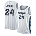 Memphis #24 Hawkins Player Basketball Sleeveless White Jersey Jordan For Adult Youth