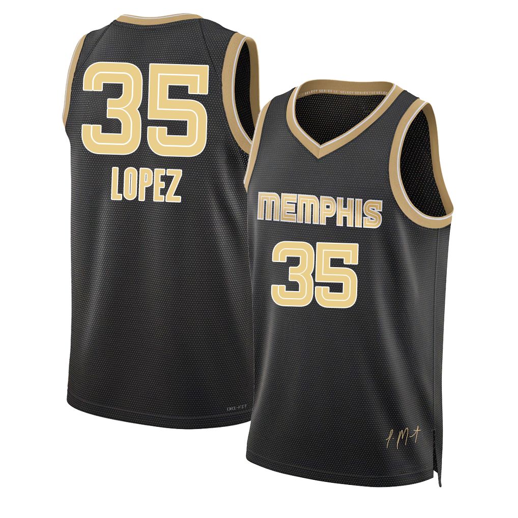 Memphis #35 Lopez Player Basketball Sleeveless Black Jersey Karim For Adult Youth