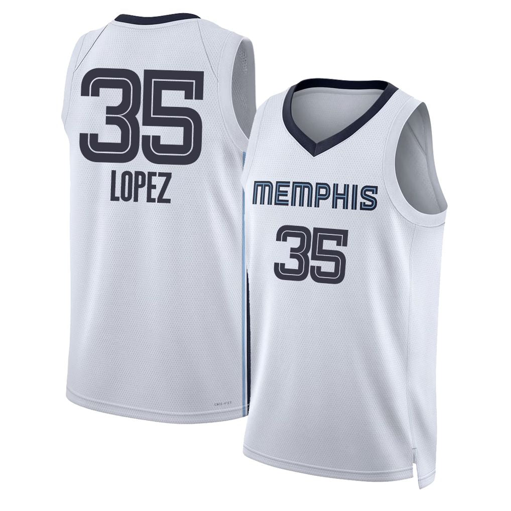 Memphis #35 Lopez Player Basketball Sleeveless White Jersey Karim For Adult Youth