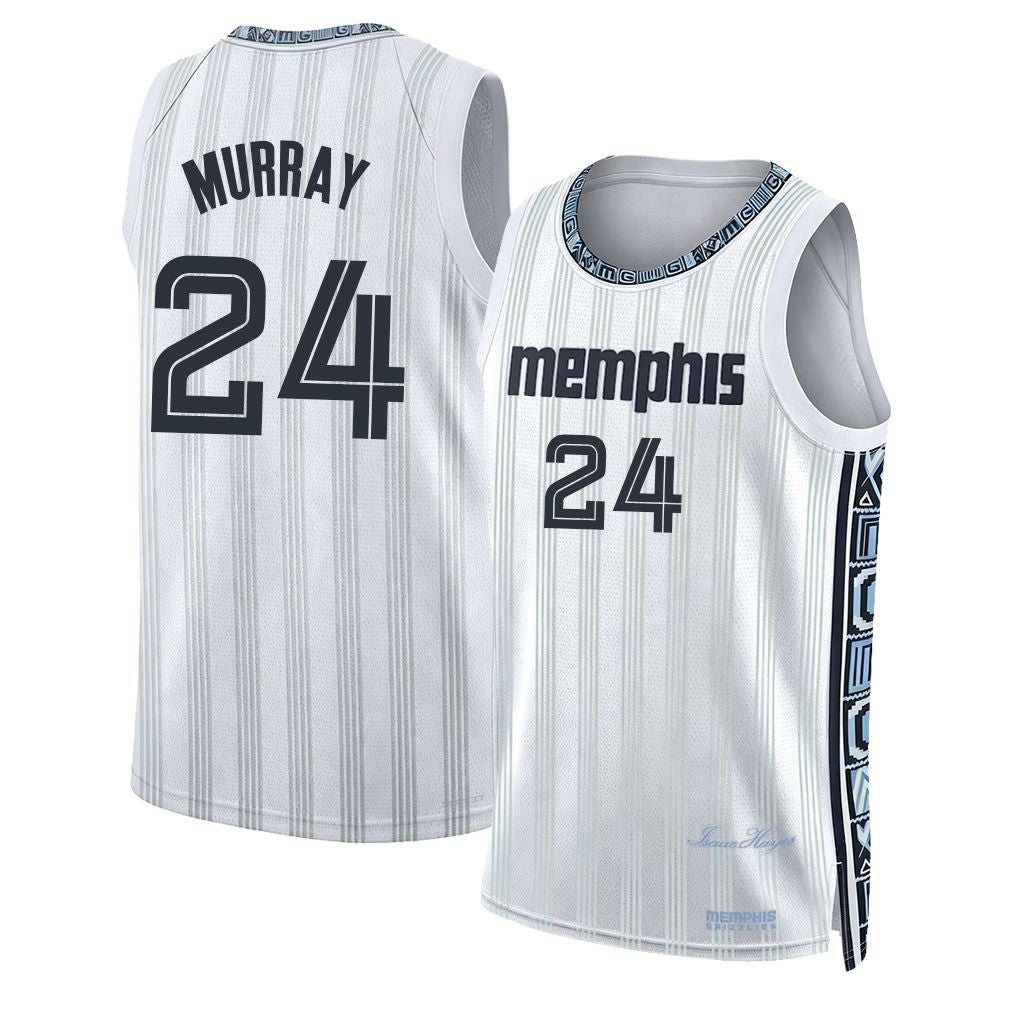 Memphis #24 Murray Player Basketball Sleeveless White Jersey Kris For Adult Youth