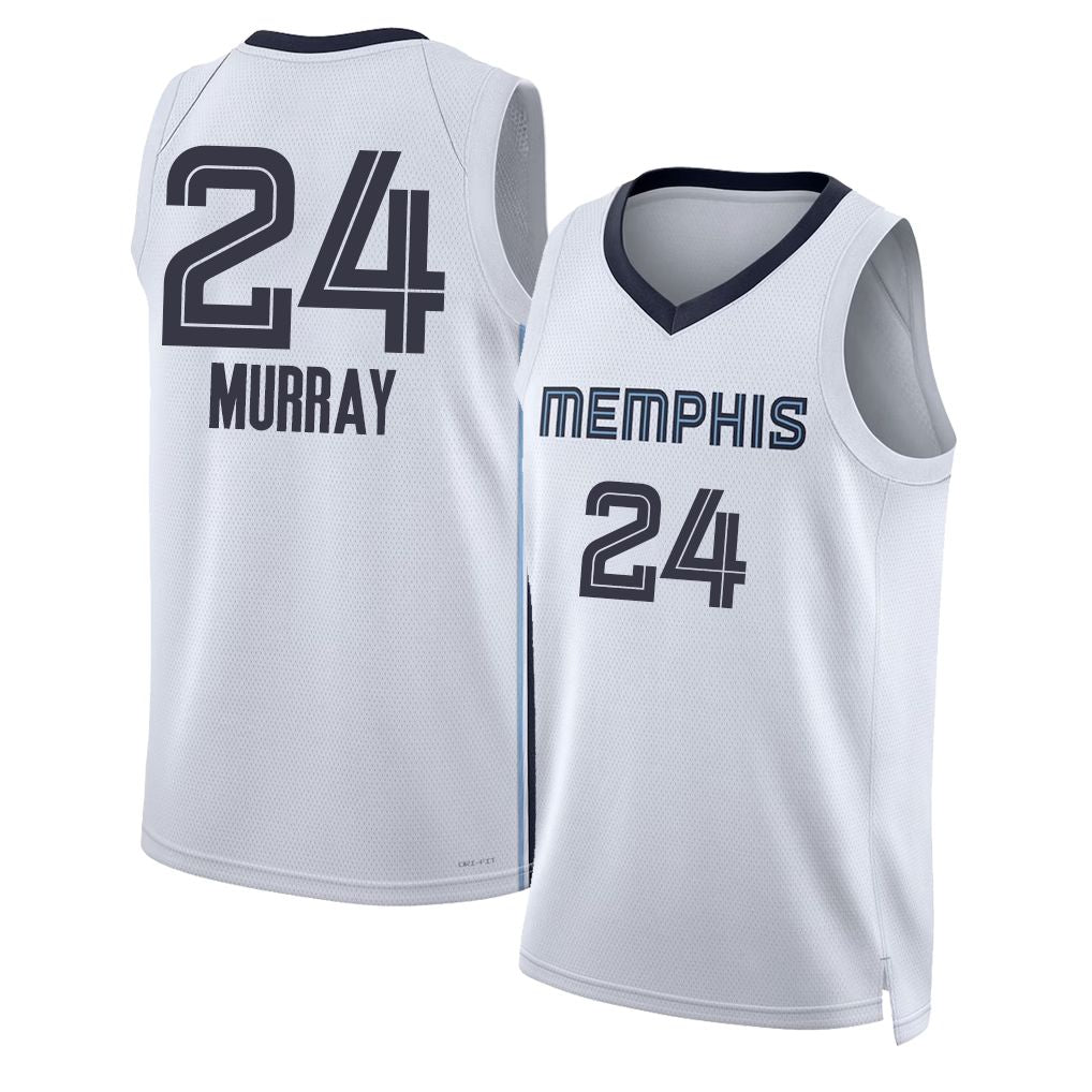 Memphis #24 Murray Player Basketball Sleeveless White Jersey Kris For Adult Youth
