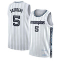 Memphis #5 Saunders Player Basketball Sleeveless White Jersey Richie For Adult Youth