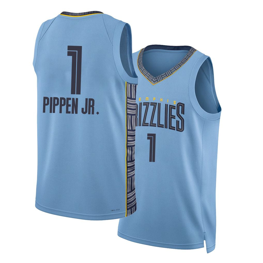 Memphis #1 Pippen Jr. Player Basketball Sleeveless Blue Jersey Scotty For Adult Youth