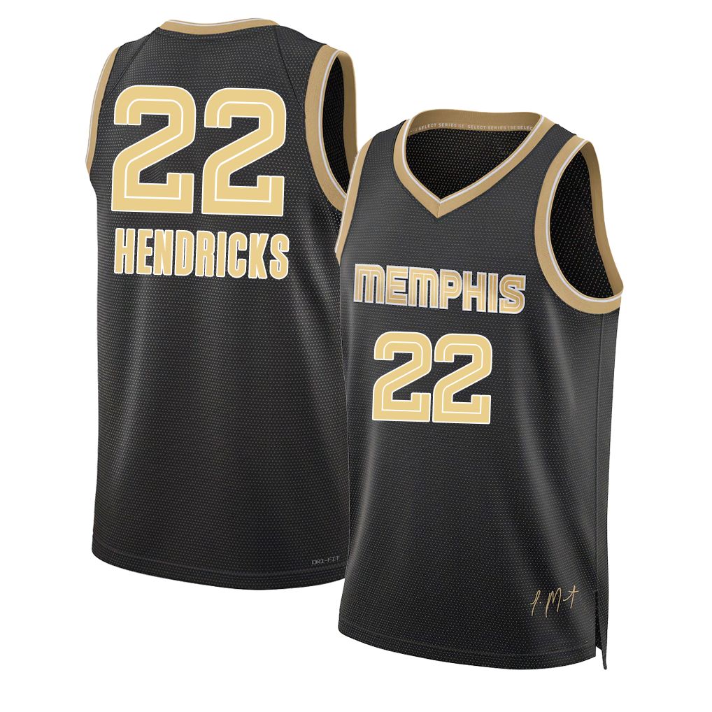 Memphis #22 Hendricks Player Basketball Sleeveless Black Jersey Taylor For Adult Youth