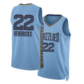 Memphis #22 Hendricks Player Basketball Sleeveless Blue Jersey Taylor For Adult Youth