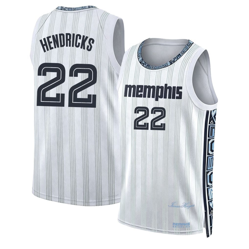 Memphis #22 Hendricks Player Basketball Sleeveless White Jersey Taylor For Adult Youth