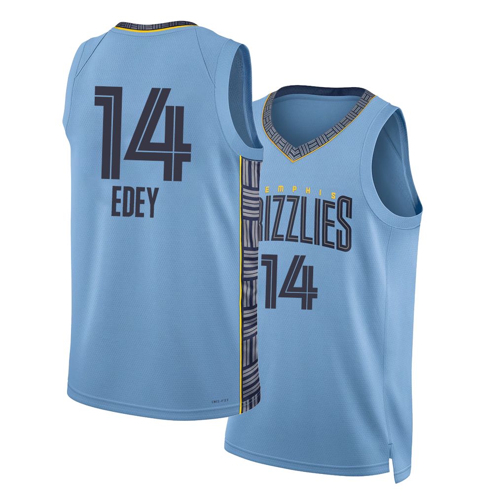 Memphis #14 Edey Player Basketball Sleeveless Blue Jersey Zach For Adult Youth
