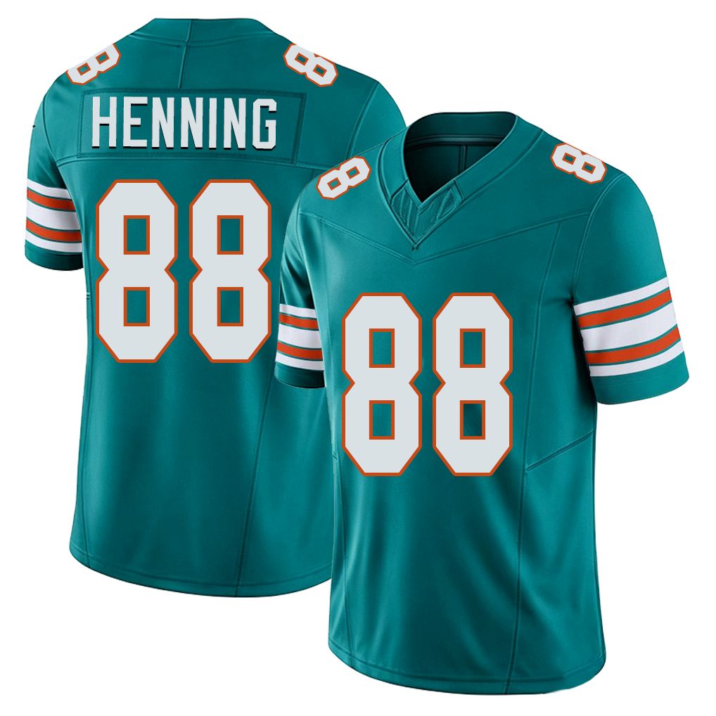Miami #88 Henning Player Football V Neck Short Sleeve Aqua Jersey A.J. For Men Youth Women Gift