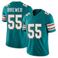 Miami #55 Brewer Player Football V Neck Short Sleeve Aqua Jersey Aaron For Men Youth Women Gift