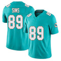 Miami #89 Sims Player Football V Neck Short Sleeve Jersey Aqua Ben For Men Youth Women Gift
