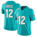 Miami #12 Griese Player Football V Neck Short Sleeve Jersey Aqua Bob For Men Youth Women Gift