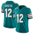Miami #12 Griese Player Football V Neck Short Sleeve Aqua Jersey Bob For Men Youth Women Gift