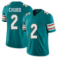 Miami #2 Chubb Player Football V Neck Short Sleeve Aqua Jersey Bradley For Men Youth Women Gift