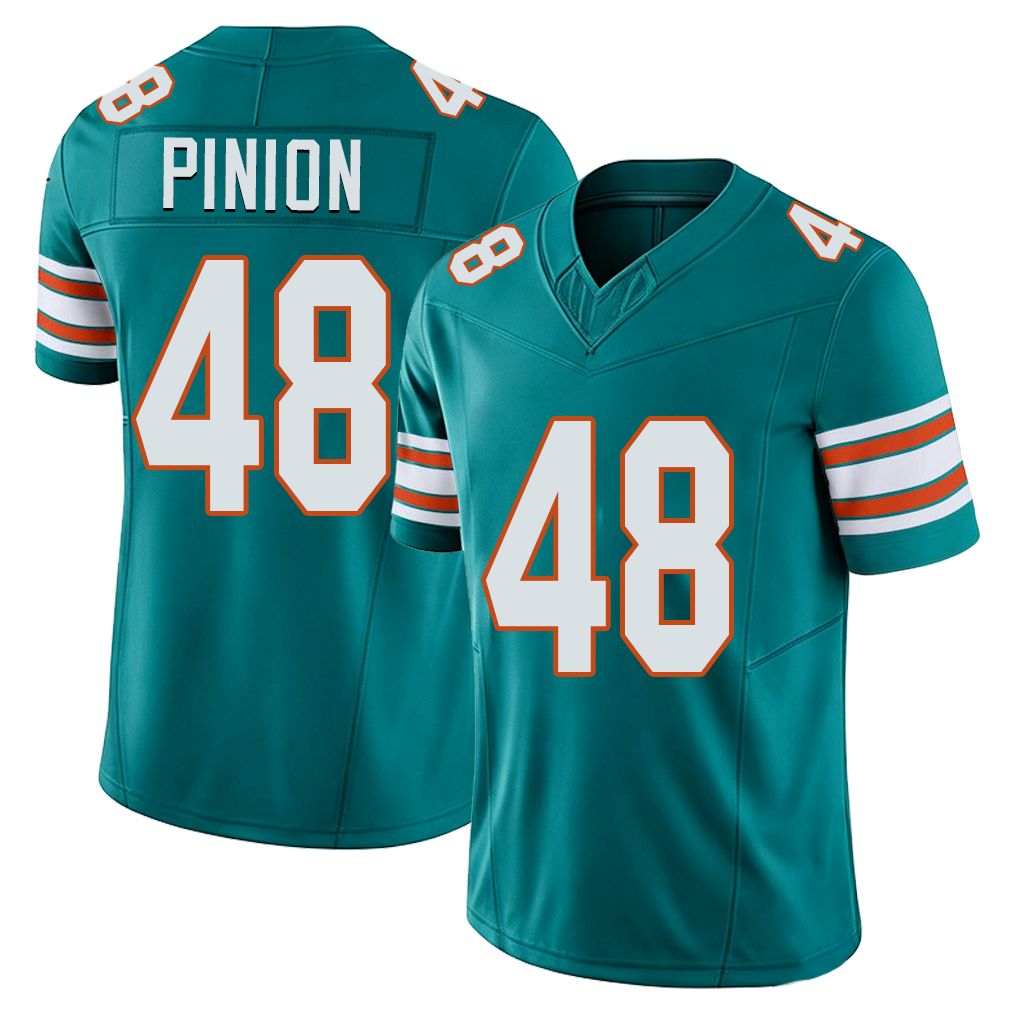 Miami #48 Pinion Player Football V Neck Short Sleeve Aqua Jersey Bradley For Men Youth Women Gift
