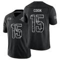 Miami #15 Cook Player Football V Neck Short Sleeve Black Jersey Brady For Men Youth Women Gift