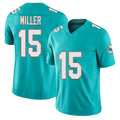 Miami #15 Miller Player Football V Neck Short Sleeve Jersey Aqua Cam For Men Youth Women Gift