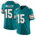 Miami #15 Miller Player Football V Neck Short Sleeve Aqua Jersey Cam For Men Youth Women Gift