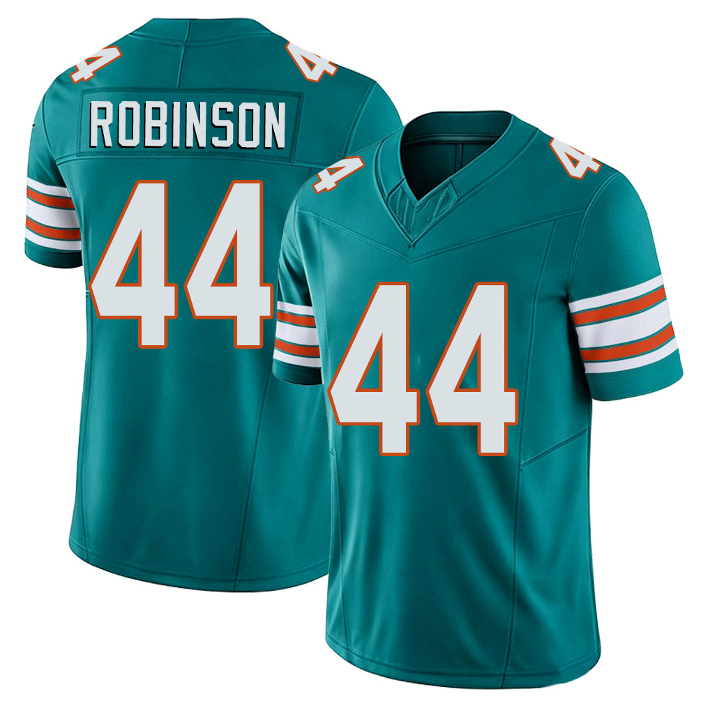 Miami #44 Robinson Player Football V Neck Short Sleeve Aqua Jersey Chop For Men Youth Women Gift