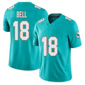 Miami #18 Bell Player Football V Neck Short Sleeve Jersey Aqua Chris For Men Youth Women Gift