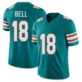 Miami #18 Bell Player Football V Neck Short Sleeve Aqua Jersey Chris For Men Youth Women Gift