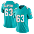 Miami #63 Campbell Player Football V Neck Short Sleeve Jersey Aqua DJ For Men Youth Women Gift