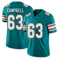 Miami #63 Campbell Player Football V Neck Short Sleeve Aqua Jersey DJ For Men Youth Women Gift